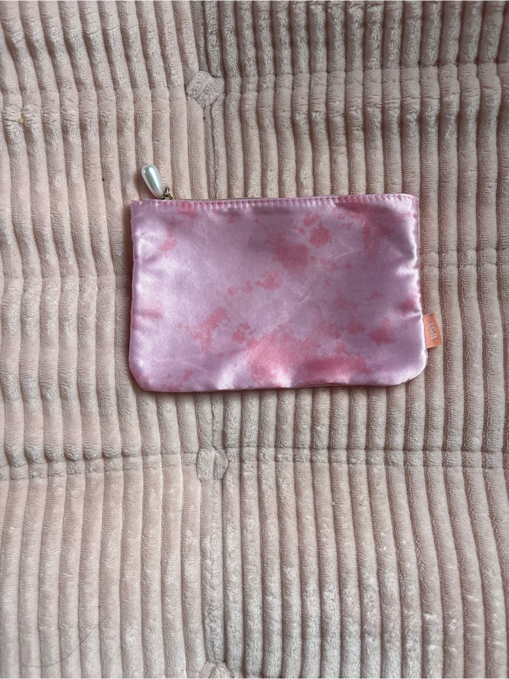 ipsy Pink Satin Tie-Dye Cosmetic Pouch